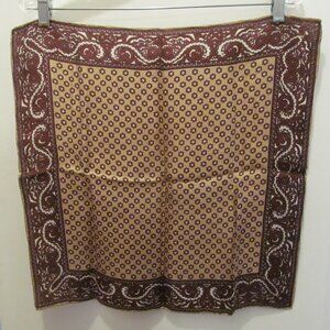 Vintage Scarf Unbranded Scroll Floral Browns & Champagne Gold Unused So Pretty